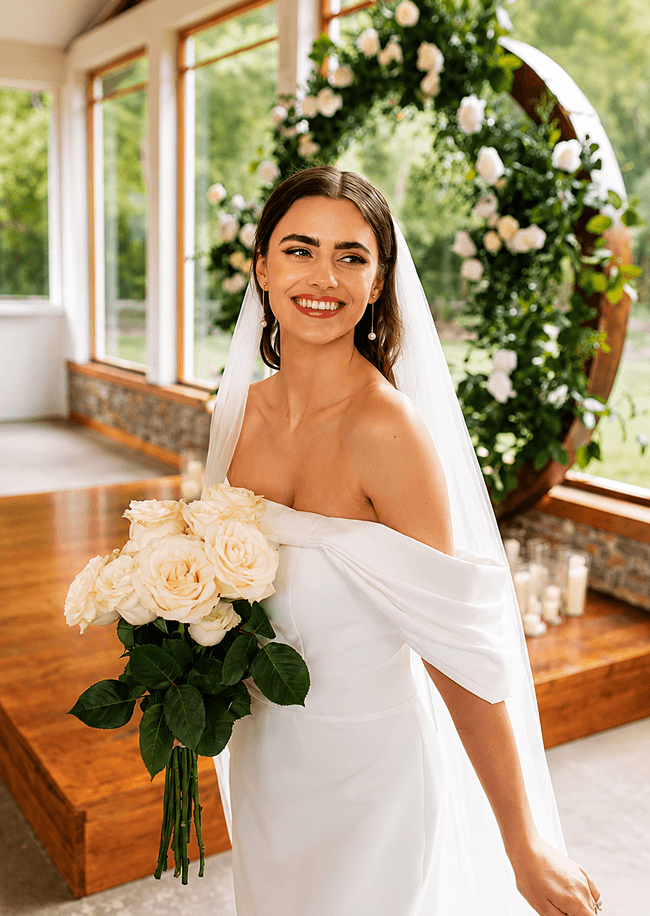 A bride photographed at Meadowbrook Farm in the Hudson Valley.